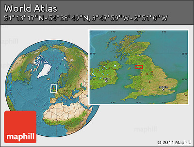 Satellite Location Map of the Area around 54° 26' 3" N, 3° 19' 30" W