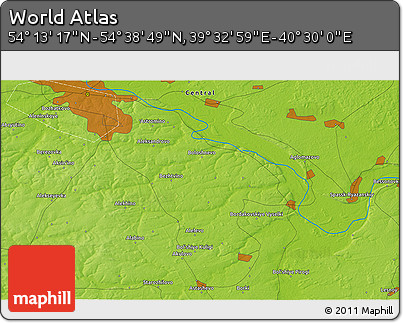 Physical 3D Map of the Area around 54° 26' 3" N, 40° 1' 29" E