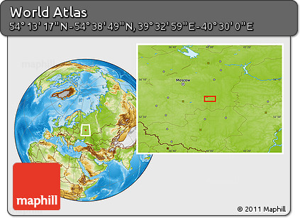 Physical Location Map of the Area around 54° 26' 3" N, 40° 1' 29" E