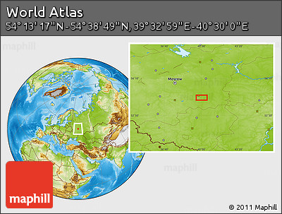 Physical Location Map of the Area around 54° 26' 3" N, 40° 1' 29" E
