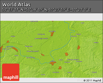 Physical 3D Map of the Area around 54° 26' 3" N, 40° 52' 30" E