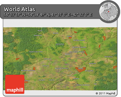 Satellite 3D Map of the Area around 54° 26' 3" N, 41° 43' 30" E