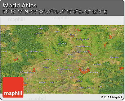 Satellite 3D Map of the Area around 54° 26' 3" N, 41° 43' 30" E