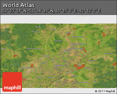 Satellite 3D Map of the Area around 54° 26' 3" N, 41° 43' 30" E