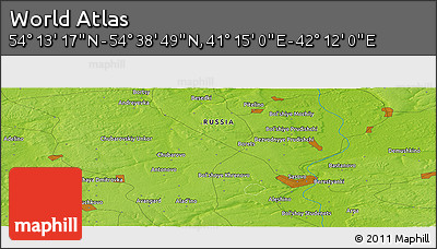 Physical Panoramic Map of the Area around 54° 26' 3" N, 41° 43' 30" E