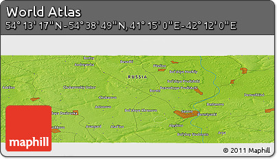 Physical Panoramic Map of the Area around 54° 26' 3" N, 41° 43' 30" E