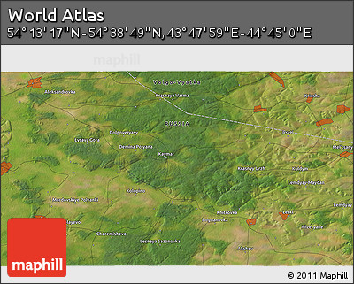 Satellite 3D Map of the Area around 54° 26' 3" N, 44° 16' 29" E