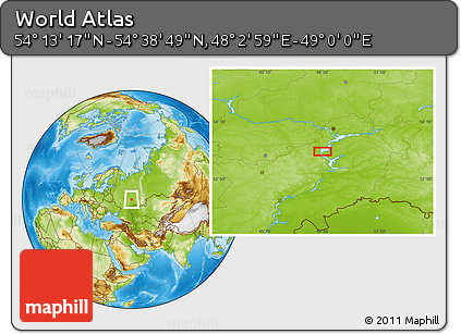 Physical Location Map of the Area around 54° 26' 3" N, 48° 31' 29" E