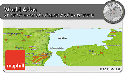 Physical Panoramic Map of the Area around 54° 26' 3" N, 48° 31' 29" E