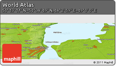 Physical Panoramic Map of the Area around 54° 26' 3" N, 48° 31' 29" E