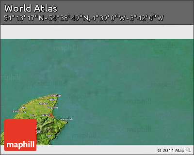 Satellite 3D Map of the Area around 54° 26' 3" N, 4° 10' 30" W