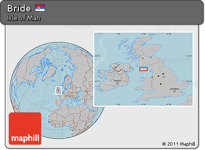 Gray Location Map of Bride, hill shading