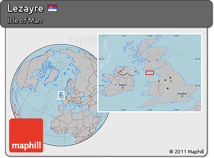 Gray Location Map of Lezayre, hill shading