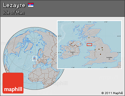 Gray Location Map of Lezayre, hill shading