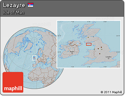 Gray Location Map of Lezayre, hill shading