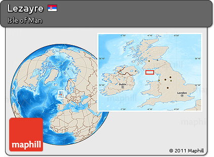 Shaded Relief Location Map of Lezayre
