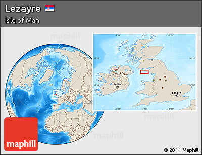 Shaded Relief Location Map of Lezayre