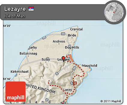 Shaded Relief Map of Lezayre