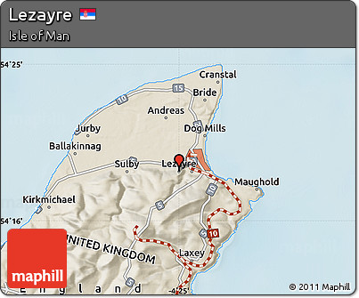Shaded Relief Map of Lezayre