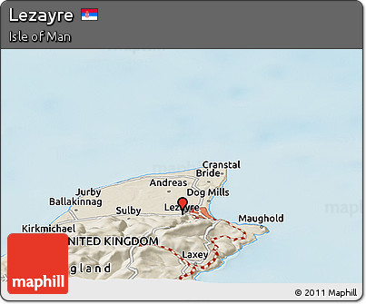 Shaded Relief Panoramic Map of Lezayre