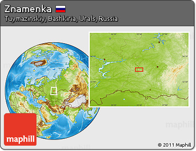 Physical Location Map of Znamenka