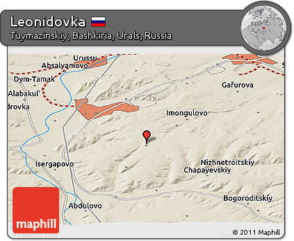 Shaded Relief Panoramic Map of Leonidovka
