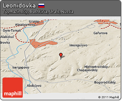 Shaded Relief Panoramic Map of Leonidovka