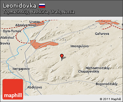 Shaded Relief Panoramic Map of Leonidovka