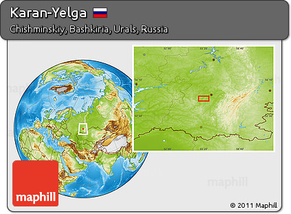 Physical Location Map of Karan-Yelga