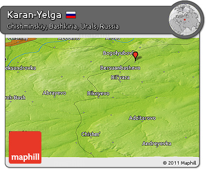 Physical Panoramic Map of Karan-Yelga