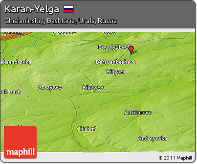 Physical Panoramic Map of Karan-Yelga