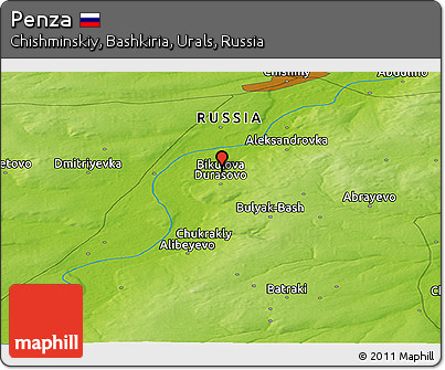 Physical Panoramic Map of Penza
