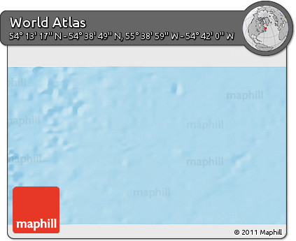 Shaded Relief 3D Map of the Area around 54° 26' 3" N, 55° 10' 29" W