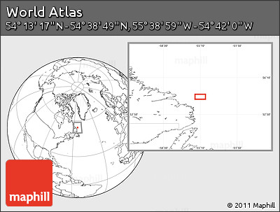 Blank Location Map of the Area around 54° 26' 3" N, 55° 10' 29" W