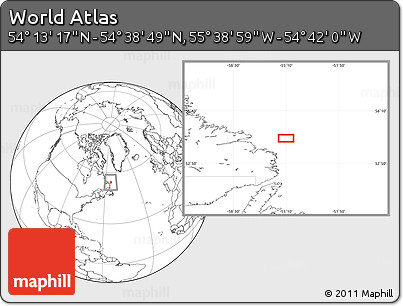 Blank Location Map of the Area around 54° 26' 3" N, 55° 10' 29" W