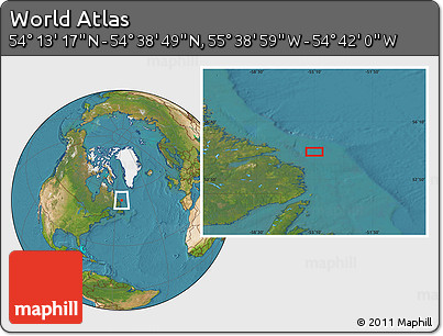 Satellite Location Map of the Area around 54° 26' 3" N, 55° 10' 29" W