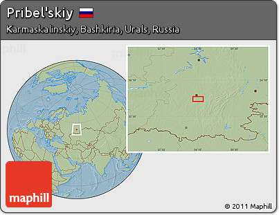 Savanna Style Location Map of Pribel'skiy, hill shading