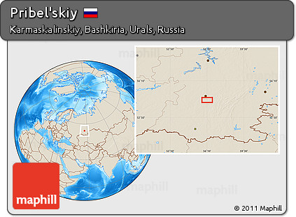 Shaded Relief Location Map of Pribel'skiy