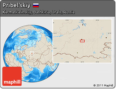 Shaded Relief Location Map of Pribel'skiy