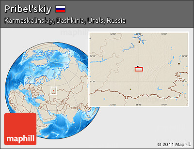 Shaded Relief Location Map of Pribel'skiy