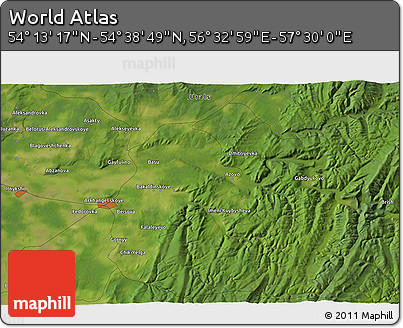 Satellite 3D Map of the Area around 54° 26' 3" N, 57° 1' 29" E