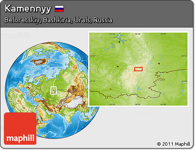 Physical Location Map of Kamennyy