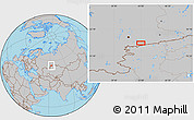 Gray Location Map of the area around 54° 26' 3" N, 62° 58' 30" E