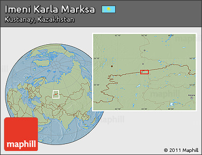 Savanna Style Location Map of Imeni Karla Marksa, hill shading