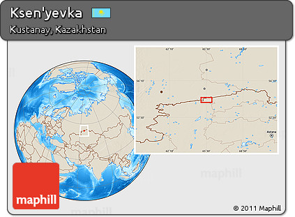Shaded Relief Location Map of Ksen'yevka