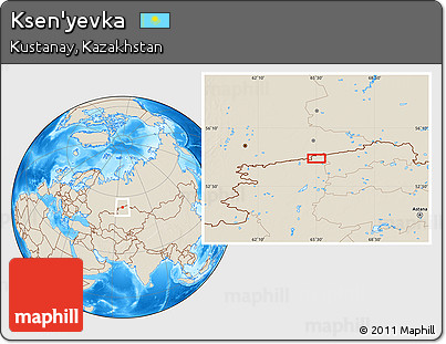 Shaded Relief Location Map of Ksen'yevka