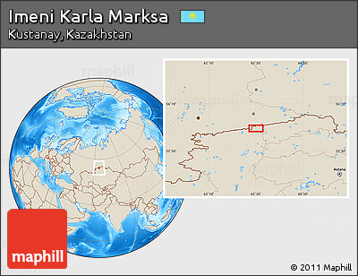 Shaded Relief Location Map of Imeni Karla Marksa