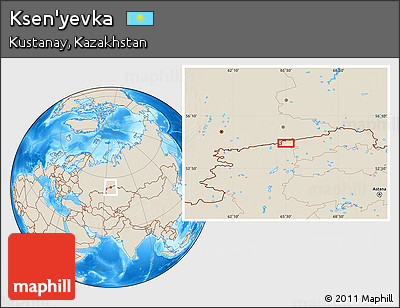 Shaded Relief Location Map of Ksen'yevka