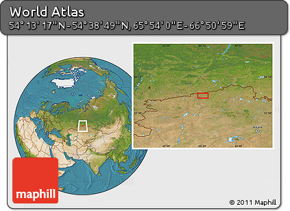 Satellite Location Map of the Area around 54° 26' 3" N, 66° 22' 30" E