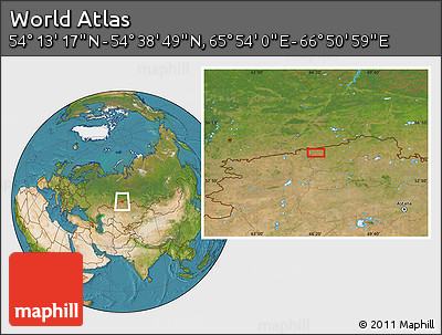 Satellite Location Map of the Area around 54° 26' 3" N, 66° 22' 30" E